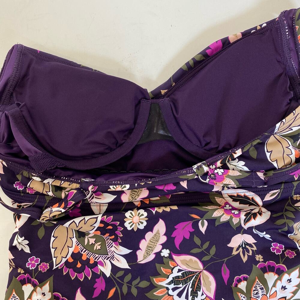 Lands End Wrap Tankini Swimsuit V Neck Underwire Top Blackberry Sz 4 - Picture 8 of 13